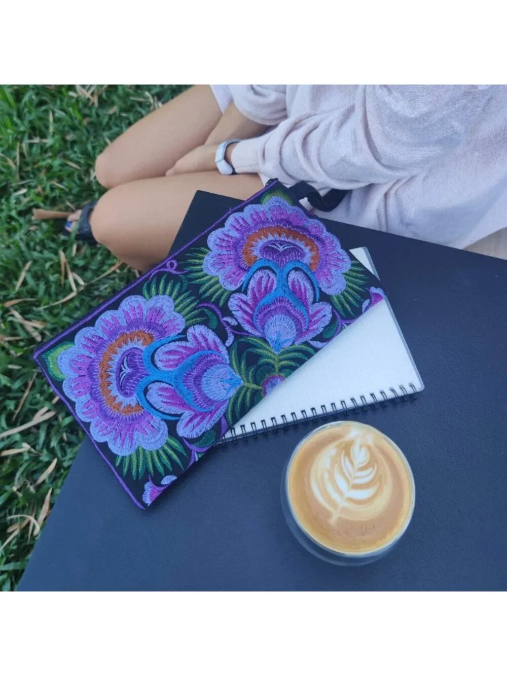 Floral Embroidered Boho Clutch | Handmade Ethnic Flower Wristlet Purse